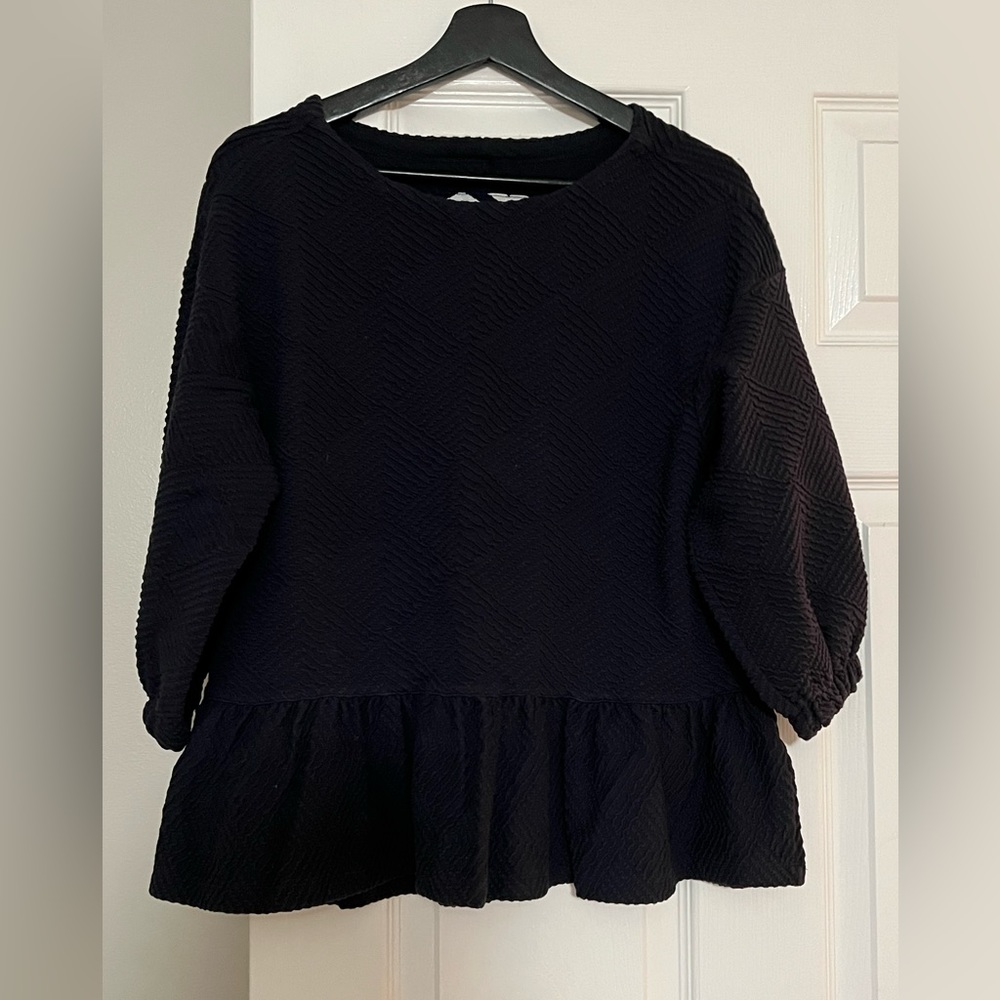 Anthropologie Peplum Style Navy Sweater